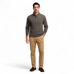 Men's Cable-Knit Henley Sweater - Grey